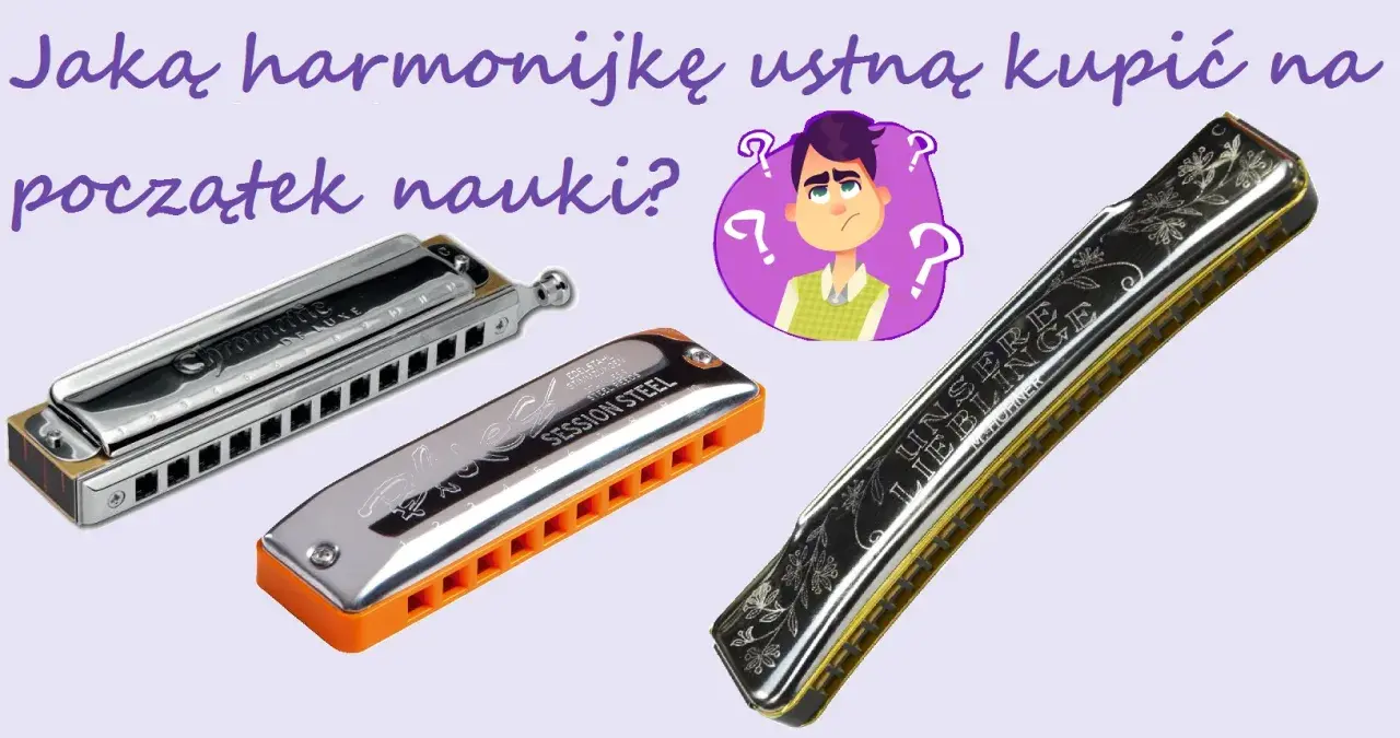 Trzy harmonijki ustne: chromatyczna, diatoniczna "Session Steel" i ozdobna. Idealne na początek nauki gry na harmonijce.