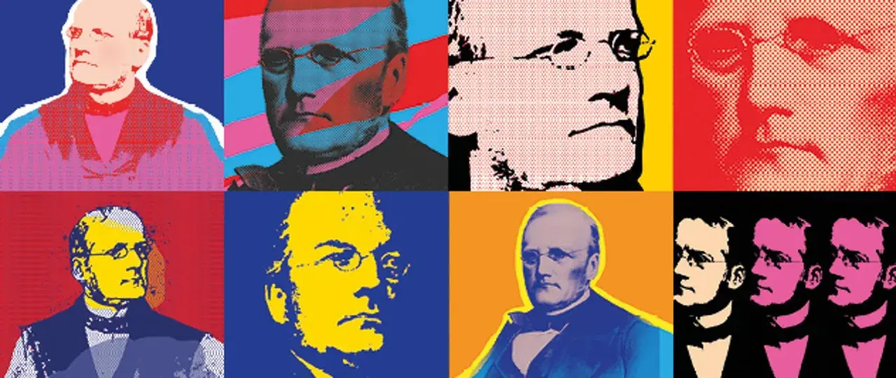 Pop-artowe portrety Stanisława Moniuszki w różnych kolorach. Ciekawe fakty o kompozytorze.