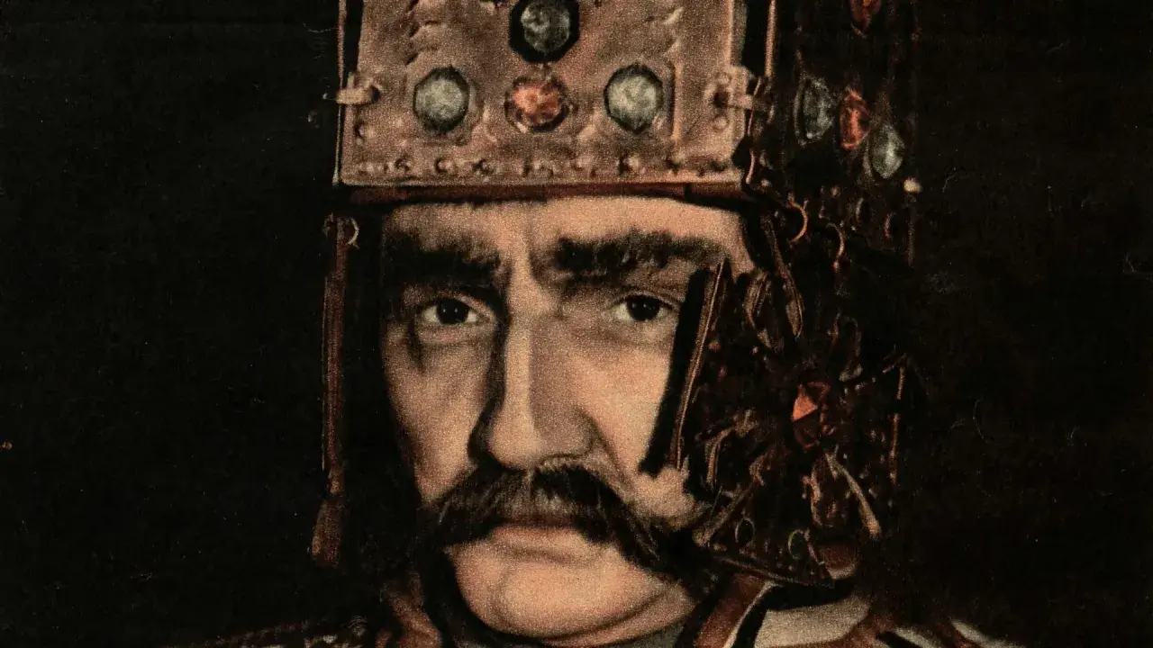 Portret aktora w koronie, grającego Bolesława Śmiałego, kompozytora opery.