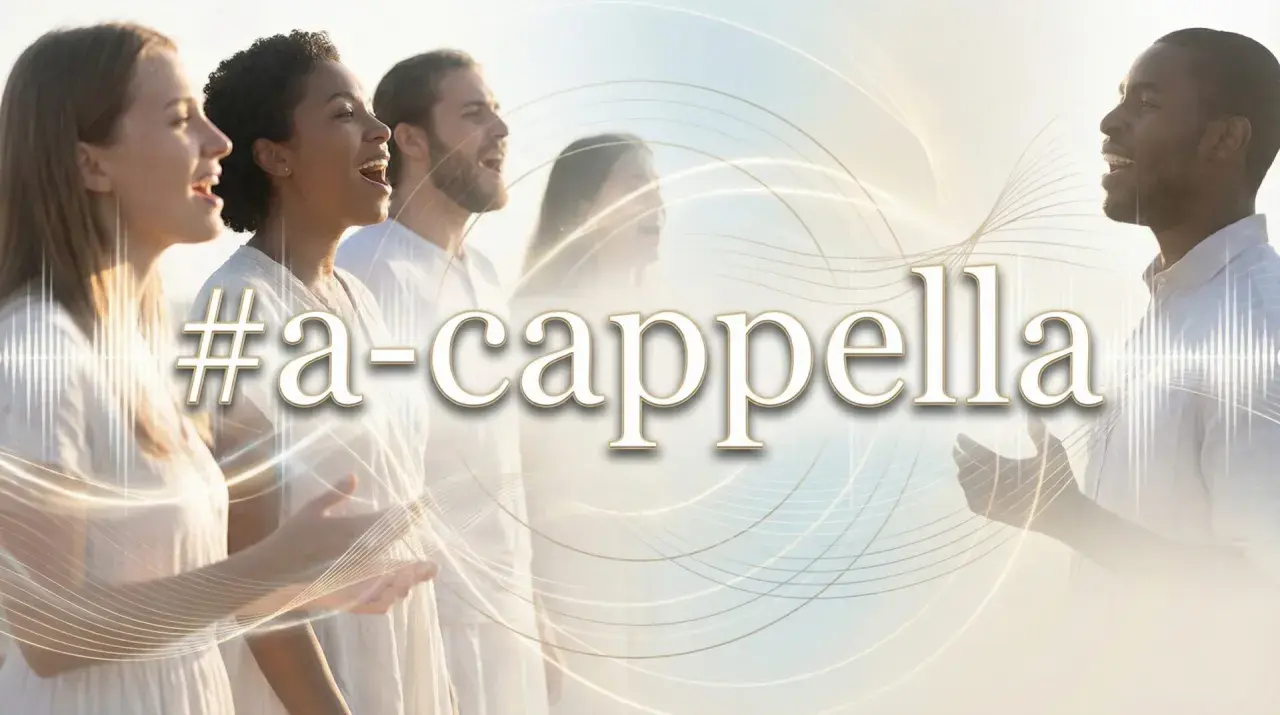 Grupa ludzi śpiewa w harmonii, tworząc piękny śpiew bez akompaniamentu. #a-cappella.