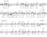 Fragment muzyczny z tekstem "Yesterday", zawierający kadencję plagalną.