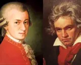Portrety Mozarta i Beethovena. Choć Mozart głuchy nie był, obaj kompozytorzy tworzyli arcydzieła.