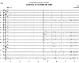 Partytura w muzyce to zapis nutowy dla big bandu, pokazujący "In the Hall of the Mountain Swing". Widać tu instrumenty: saksofony, trąbki, puzony, gitarę, pianino, bas i perkusję.