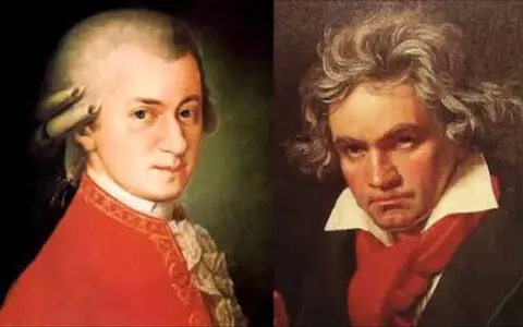 Portrety Mozarta i Beethovena. Choć Mozart głuchy nie był, obaj kompozytorzy tworzyli arcydzieła.
