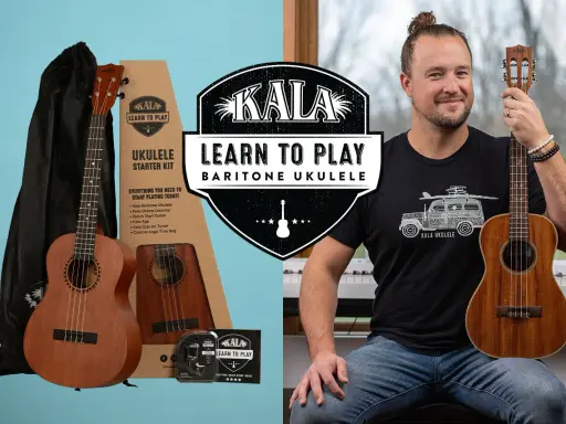 Zestaw startowy Kala do nauki gry na ukulele baritonowym. Czy gra na ukulele jest trudna? Ten zestaw sprawi, że nauka będzie przyjemnością!