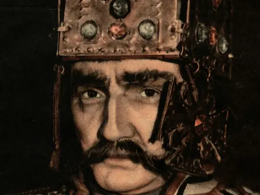 Portret aktora w koronie, grającego Bolesława Śmiałego, kompozytora opery.