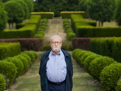 Krzysztof Penderecki w otoczeniu geometrycznych ogrodów. Ciekawostki o jego życiu i twórczości mogą zaskoczyć.