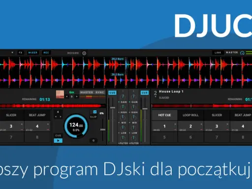 DJUCED - najlepszy program DJski dla początkujących. Interfejs z dwiema ścieżkami, falami dźwiękowymi i kontrolkami miksera.