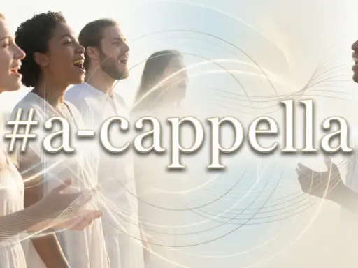Grupa ludzi śpiewa w harmonii, tworząc piękny śpiew bez akompaniamentu. #a-cappella.