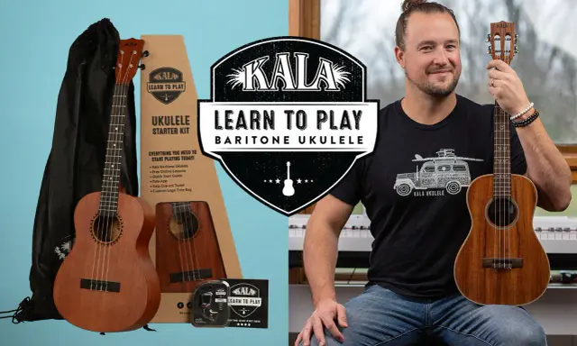 Zestaw startowy Kala do nauki gry na ukulele baritonowym. Czy gra na ukulele jest trudna? Ten zestaw sprawi, że nauka będzie przyjemnością!