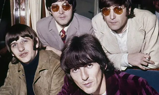 The Beatles, a legend, captured now and then. Ringo, Paul, John, and George, forever in our hearts.