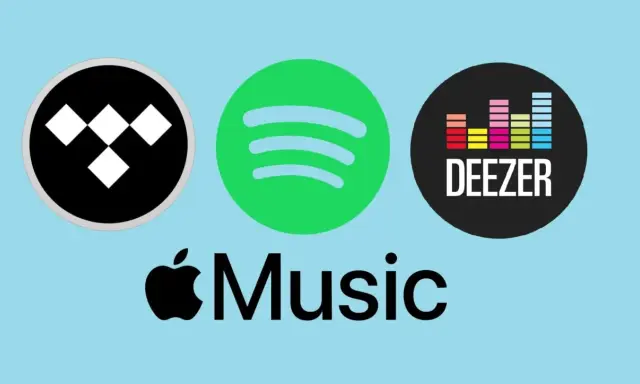 Loga Tidal, Spotify, Deezer i Apple Music. Wybierz swoje ulubione strumieniowanie muzyki.
